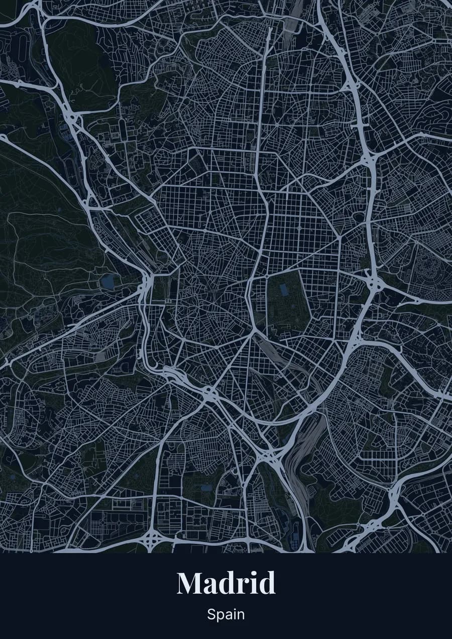 Midnight blue, on Madrid
