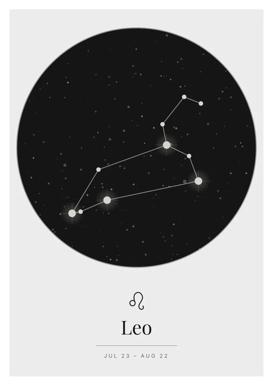 Silver on ink, Leo in the disc