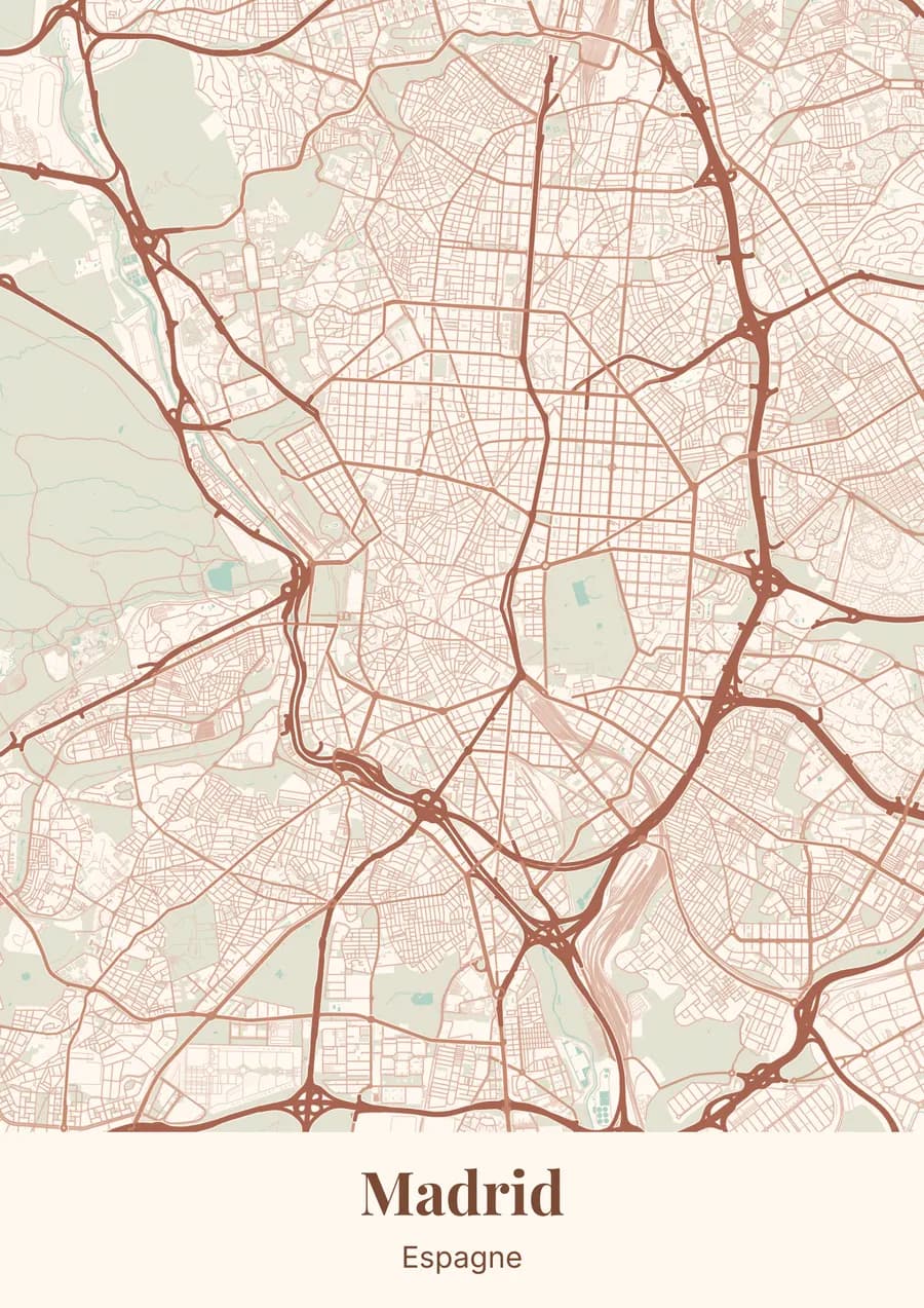 Carte ancienne, sur Madrid