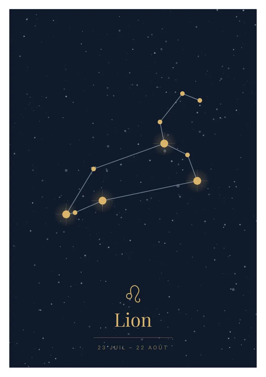 Laiton sur bleu de nuit, le Lion pleine feuille