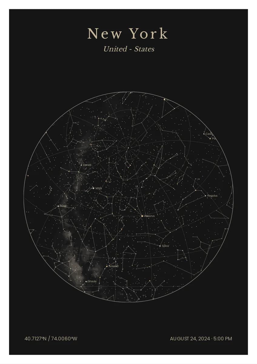 Le ciel au-dessus de New York, le 24 août 2024, avec la Voie lactée. Collection Sky · 02.