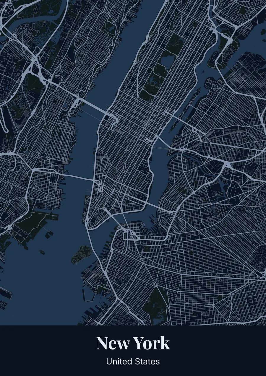 Midnight blue, on New York